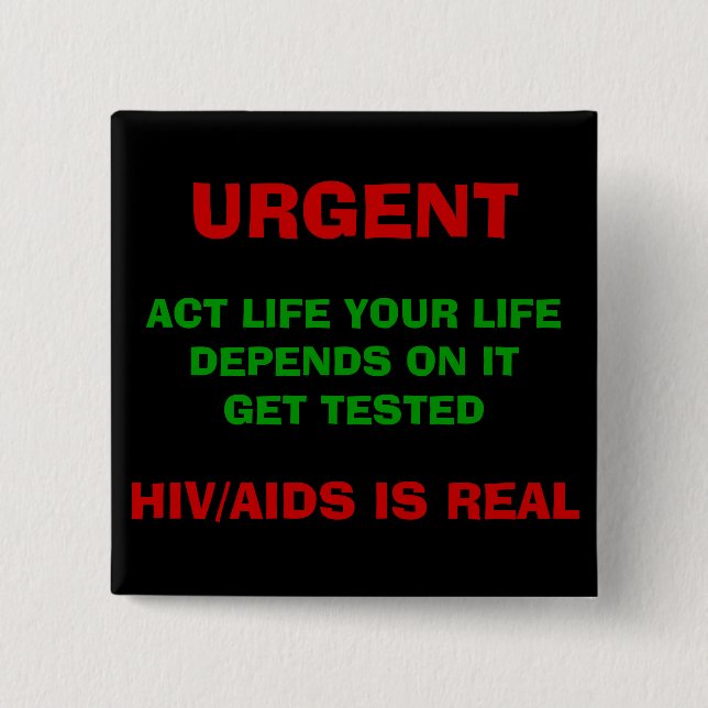 Badge Carré 5 Cm Bouton de HIV/SIDA AWAREESS - customisé (Devant)