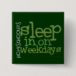 Badge Carré 5 Cm Bouton de Homeschool : Sommeil dedans