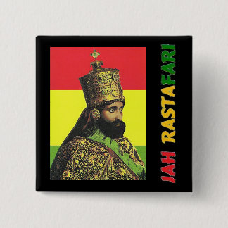 Badge Carré 5 Cm Bouton de Jah Rastafari