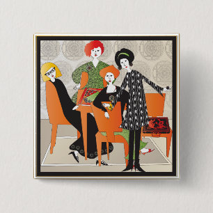 Badge Carré 5 Cm Bouton de jeu Mah Jongg