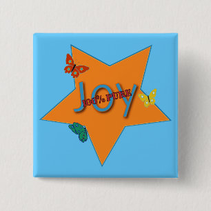 Badge Carré 5 Cm Bouton de joie de papillon