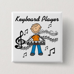 Badge Carré 5 Cm Bouton de joueur de clavier