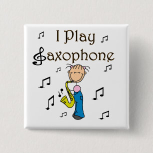 Badge Carré 5 Cm Bouton de joueur de saxophone