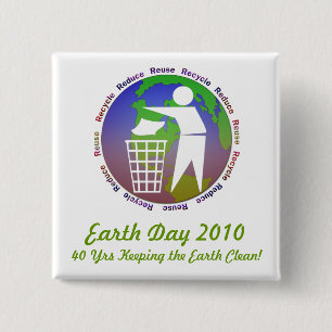 Badge Carré 5 Cm Bouton de jour de la terre