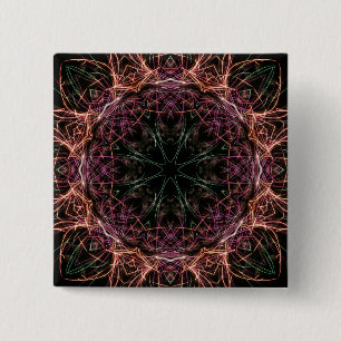 Badge Carré 5 Cm Bouton de kaléidoscope couleur