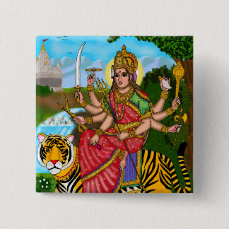 Badge Carré 5 Cm Bouton de la déesse Durga