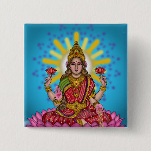 Badge Carré 5 Cm Bouton de la déesse Lakshmi