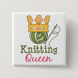 Badge Carré 5 Cm Bouton de la Reine de tricot