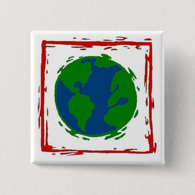 Badge Carré 5 Cm "Bouton de la terre" (Devant)
