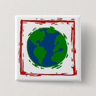 Badge Carré 5 Cm "Bouton de la terre"