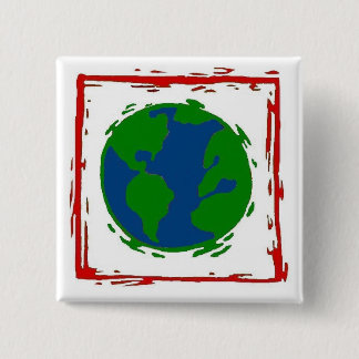 Badge Carré 5 Cm "Bouton de la terre"
