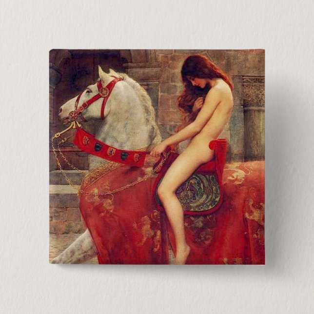 Badge Carré 5 Cm Bouton de Lady Godiva (Devant)