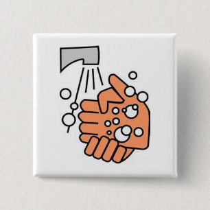 Badge Carré 5 Cm Bouton de lavage de main