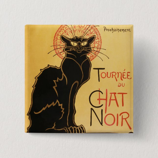 Badge Carré 5 Cm Bouton de Le Chat Noir (Devant)