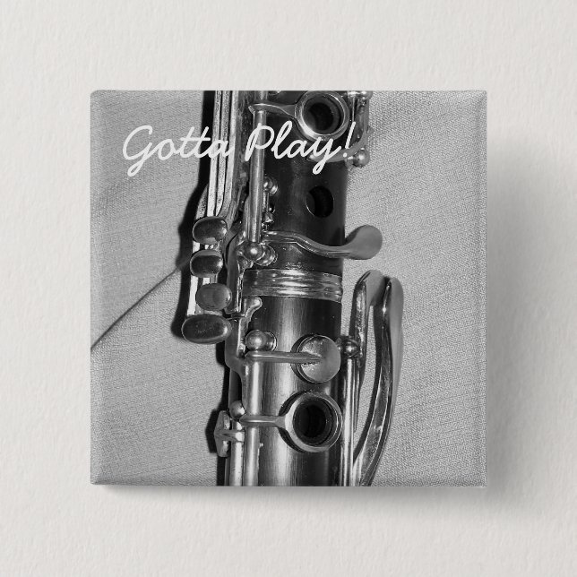 Badge Carré 5 Cm Bouton de lecture Clarinet (Devant)