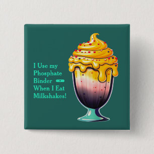 Badge Carré 5 Cm Bouton de liant de phosphate de milkshake fruité