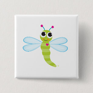 Badge Carré 5 Cm Bouton de libellule