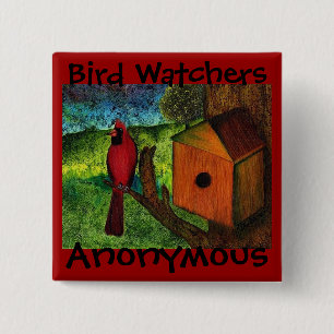 Badge Carré 5 Cm Bouton de l'observateur d'oiseaux