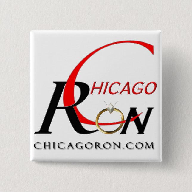 Badge Carré 5 Cm Bouton de logo de "Chicago Ron" (Devant)
