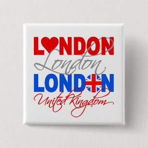 Badge Carré 5 Cm Bouton de Londres