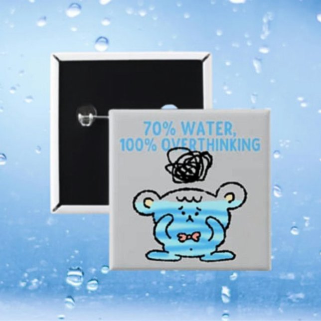 Badge Carré 5 Cm Bouton de l'ours surpensant - 70% Eau, 100% Pensée (Créateur téléchargé)