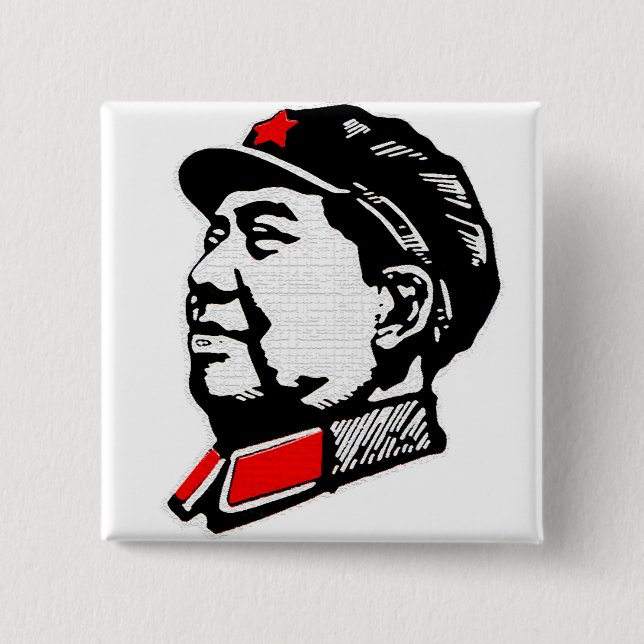 Badge Carré 5 Cm Bouton de Mao de Président (Devant)