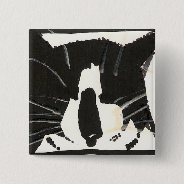 Badge Carré 5 Cm Bouton de "Maow" (Devant)