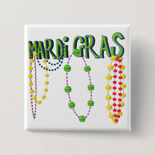 Badge Carré 5 Cm Bouton de mardi gras