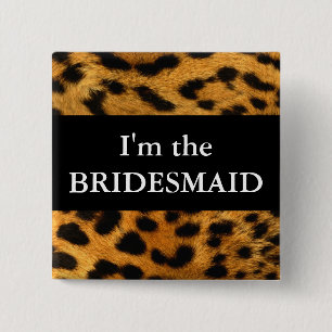 Badge Carré 5 Cm Bouton de mariage d'empreinte de léopard de