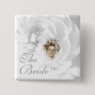 Badge Carré 5 Cm Bouton de mariée de Sweetheart