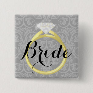 Badge Carré 5 Cm Bouton de mariée solitaire Ring Mariée
