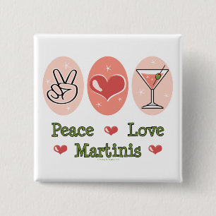 Badge Carré 5 Cm Bouton de Martini d'amour de paix