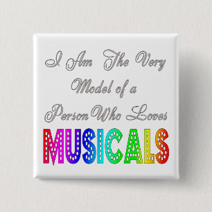 Badge Carré 5 Cm Bouton de musicaux d'amours