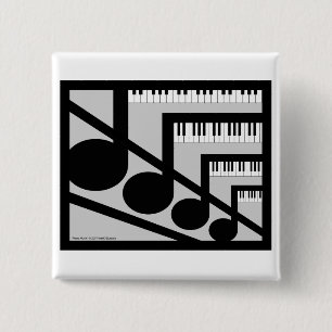 Badge Carré 5 Cm Bouton de musique de piano