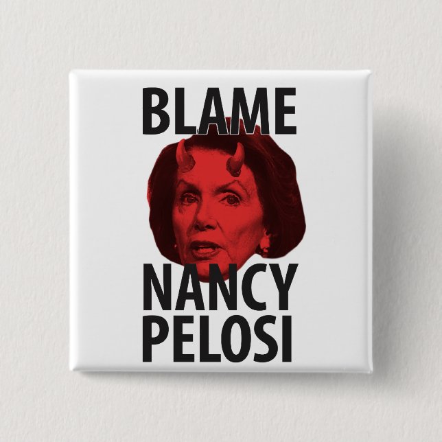 Badge Carré 5 Cm Bouton de Nancy Pelosi de blâme (Devant)
