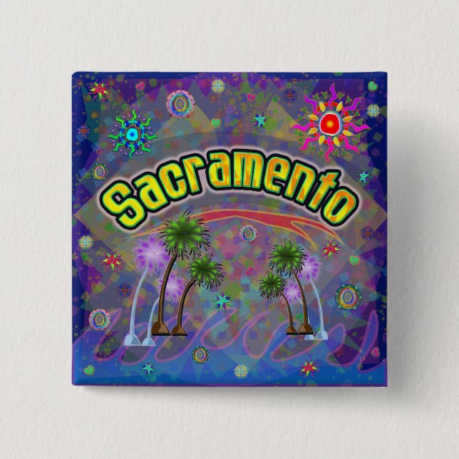 Badge Carré 5 Cm Bouton de Noble Voyage de Sacramento (Devant)