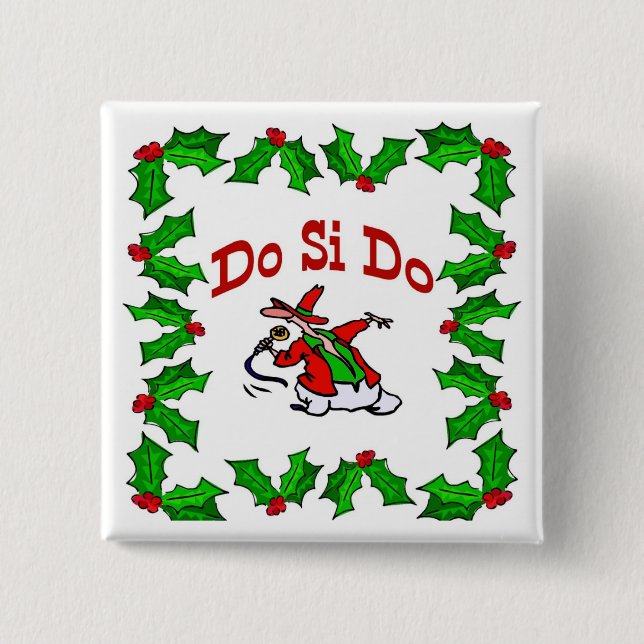 Badge Carré 5 Cm Bouton de Noël Danse carré (Devant)