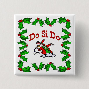 Badge Carré 5 Cm Bouton de Noël Danse carré