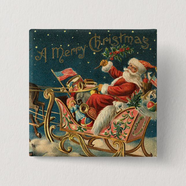 Badge Carré 5 Cm Bouton de Noël victorien (Devant)