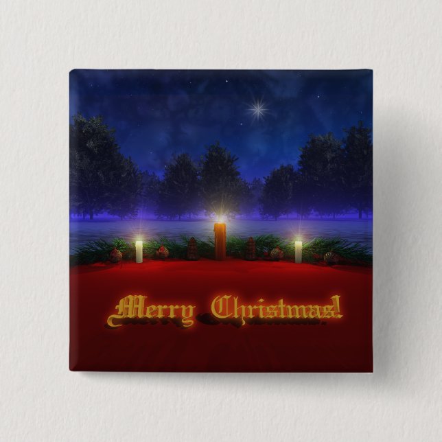 Badge Carré 5 Cm Bouton de Noël Visions plus lumineuses (Devant)