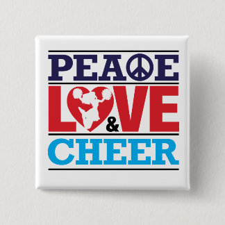 Badge Carré 5 Cm Bouton de paix, d'amour et d'acclamation