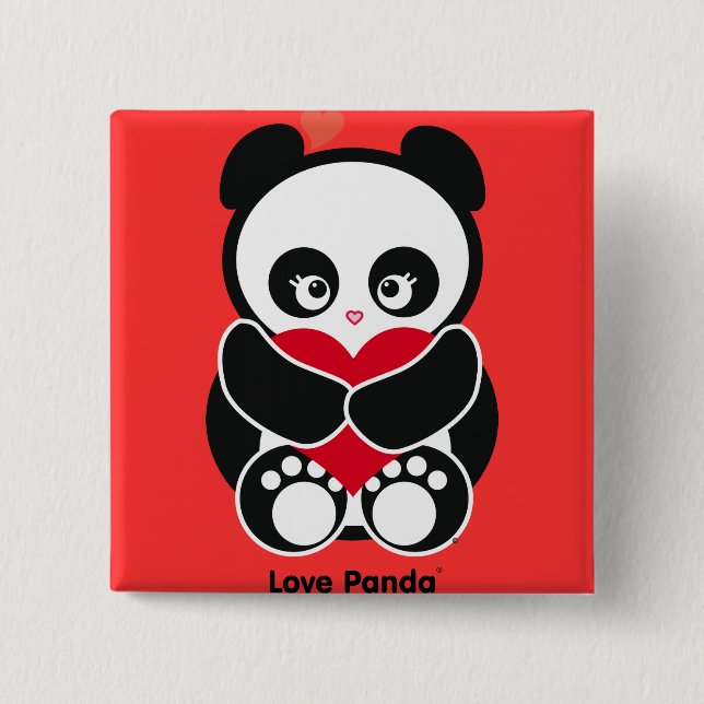 Badge Carré 5 Cm Bouton de Panda® d'amour (Devant)