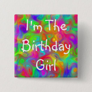 Badge Carré 5 Cm Bouton de partie de fille d'anniversaire