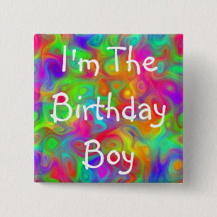 Badge Carré 5 Cm Bouton de partie de garçon d'anniversaire