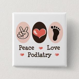 Badge Carré 5 Cm Bouton de pédicure de pédicurie d'amour de paix