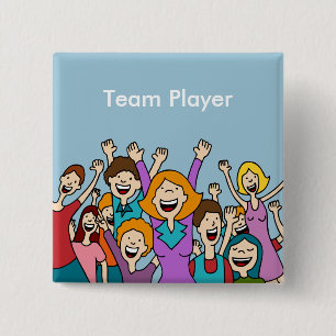 Badge Carré 5 Cm Bouton de personnes de travail d'équipe
