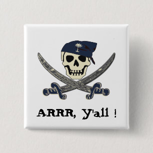 Badge Carré 5 Cm Bouton de pirate de la Caroline