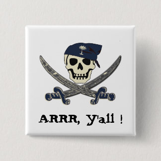 Badge Carré 5 Cm Bouton de pirate de la Caroline