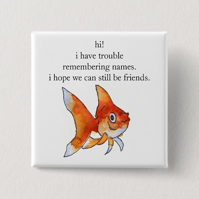 Badge Carré 5 Cm Bouton de poisson rouge - Soyons amis (Devant)