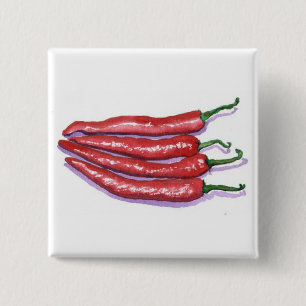 Badge Carré 5 Cm Bouton de poivrons de piment